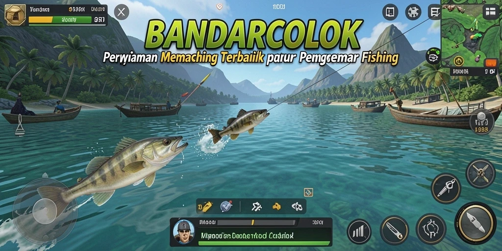 Screenshot gameplay BANDARCOLOK menampilkan aksi memancing yang seru.