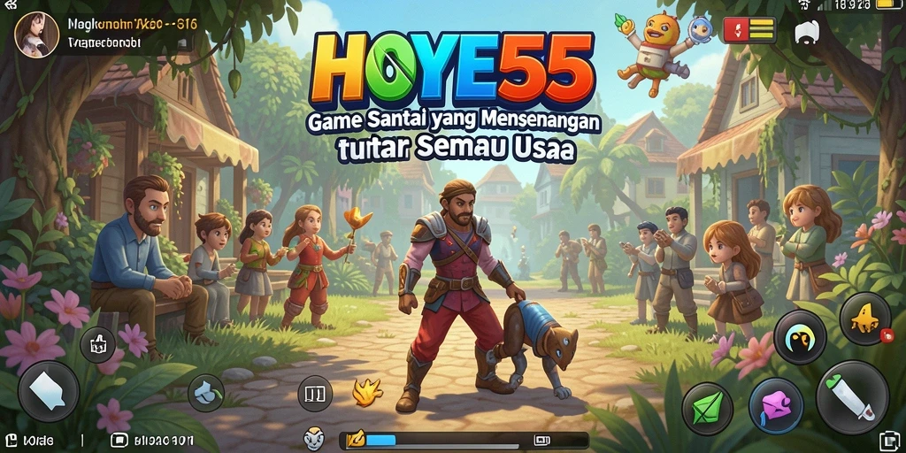 Tampilan gameplay HOYE55 yang cerah dan menarik di layar.