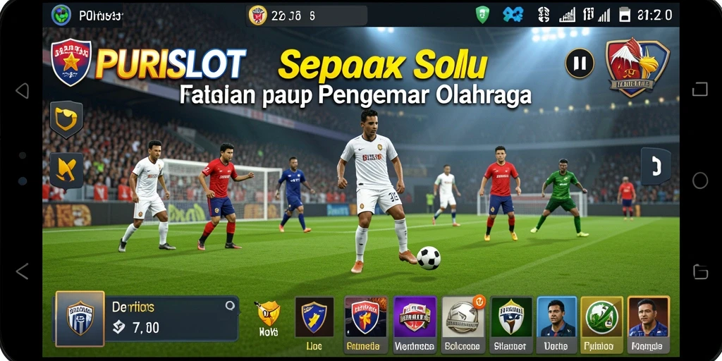 Tampilan gameplay seru di PURISLOT dengan aksi sepak bola yang mendebarkan.