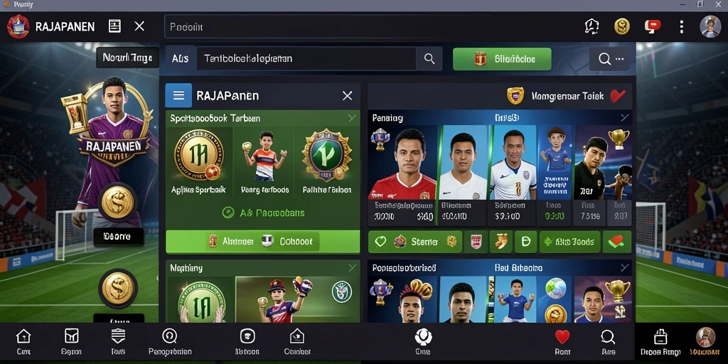Tampilan screenshot utama RAJAPANEN menampilkan fitur taruhan olahraga.