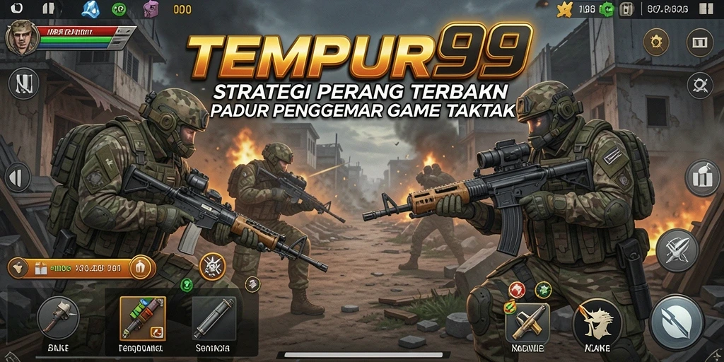 Screenshot gameplay TEMPUR99 menampilkan pertempuran strategis yang intens.